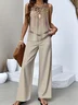Casual Crew Neck Two-Piece Set With No