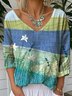 Loose Multicolor Block Casual Jersey T-Shirt