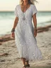 Women's Floral Print Casual V-Neck Short Sleeve Dress