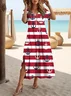 Women's Anchor Print Casual V-Neck Short Sleeve Dress