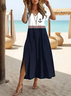 Women's Anchor Print Casual V-Neck Short Sleeve Dress