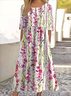 Casual Regular Fit Floral Crew Neck Dress With No