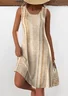 Regular Fit Casual Striped Crew Neck Dress With No