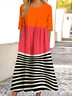 Cotton Casual Geometric Dress With No