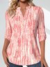 Print Casual V Neck Long Sleeve T-Shirt