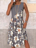 Crew Neck Simple Loose Dress With No