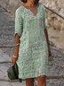 Women's Striped Spring Print V-Neck Dress