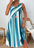 Crew Neck Casual Loose Gradient Pattern Dress With No