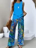 Casual Psychedelic Art Two-Piece Set With No