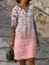 Women's Floral Spring Print V Neck Dress