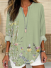 Women's Floral Print Casual V-Neck Shirt