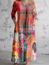V Neck Casual Regular Fit Jersey Dress With No