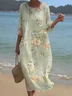 Printed Casual Mid Sleeve Round Neck Dress