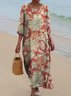 Printed Casual Mid Sleeve Round Neck Dress