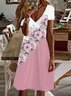 Women's Floral Spring Print Casual V-Neck Short Sleeve Dress
