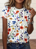 Women's Floral Print Casual Crew Neck Short Sleeve T-Shirt