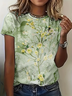 Women's Floral Print Casual Crew Neck Short Sleeve T-Shirt