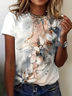 Women's Floral Print Casual Crew Neck Short Sleeve T-Shirt