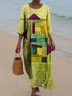 Casual Mid Sleeve Round Neck Dress