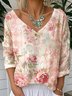 Casual Jersey Loose V Neck T-Shirt