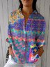 Casual Multicolor Block Loose Shirt Collar Shirt