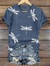Floral Regular Fit V Neck Casual T-Shirt