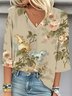 Loose Floral Casual V Neck Blouse