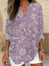 Women's Floral Print Casual V-Neck Shirt