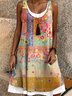 Crew Neck Regular Fit Boho Dress With No