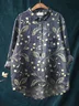 Women's Floral Spring Print Casual Half Collar Button-Down Shirt