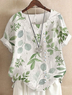 Women's Short Sleeve Shirt Summer White Floral Printing Crew Neck Daily Going Out Casual Top