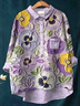 Women's Floral Spring Print Casual Half Collar Button-Down Shirt