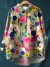 Women's Floral Spring Print Casual Half Collar Button-Down Shirt