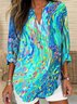 Abstract Geometry Cotton Casual Blouse