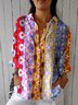 Casual Shirt Collar Geometric Loose Shirt