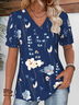 Casual Loose Jersey V Neck T-Shirt