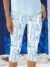 Floral Striped Spring Print Casual Leggings