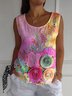 Simple Loose Multicolor Block Crew Neck T-Shirt