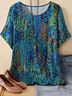 Crew Neck Loose Simple Geometric Dolman Sleeve T-Shirt