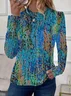 Women's Abstract Print Casual Round Neck Long Sleeve T-Shirt