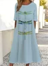 Women's Short Sleeve Summer White Dragonfly Printing Crew Neck Daily Going Out Casual Maxi H-Line Shift Dress Dress