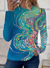 Women's Abstract Print Casual Round Neck Long Sleeve T-Shirt
