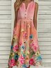 Loose Floral Casual Buckle Dress With No