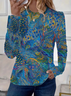 Women's Abstract Print Casual Round Neck Long Sleeve T-Shirt