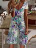 Gradient Pattern Casual V Neck Dress With No