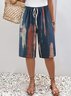 Women's Spring and Summer Contrast Color Printed Casual Straight Lace-up Pants