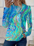 Women's Abstract Print Casual Round Neck Long Sleeve T-Shirt