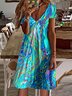 Gradient Pattern Casual Regular Fit V Neck Dress With No