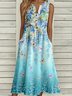Casual Loose Butterfly Notched Dress With No