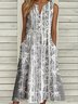 Buckle Casual Loose Notched Dress With No